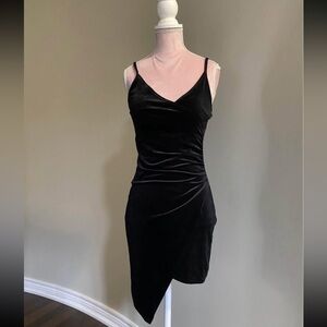 Asymmetrical Black Velvet Dress